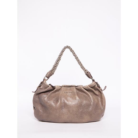 Prada Grey Distressed Leather Chain Bag - Picture 1 of 14